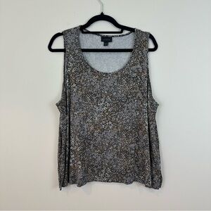 J. Jill Wearever Collection | Brown and Green Floral Sleeveless Tank Top LP